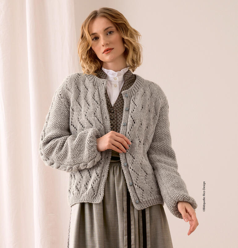 Jacke aus Soft Alpaca von Rico Design in grauer Farbe