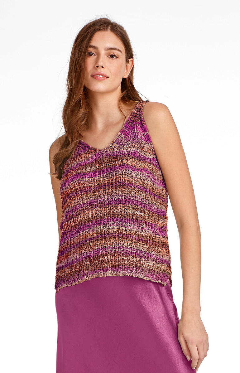 Ajourtop aus Hedda in lila mit feinen Streifen
