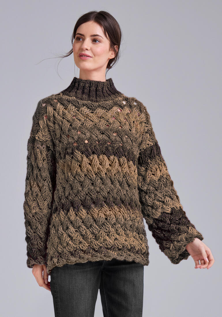 Gesprenkelter Pullover aus Monello-90 Color in Braun- und Beigetönen