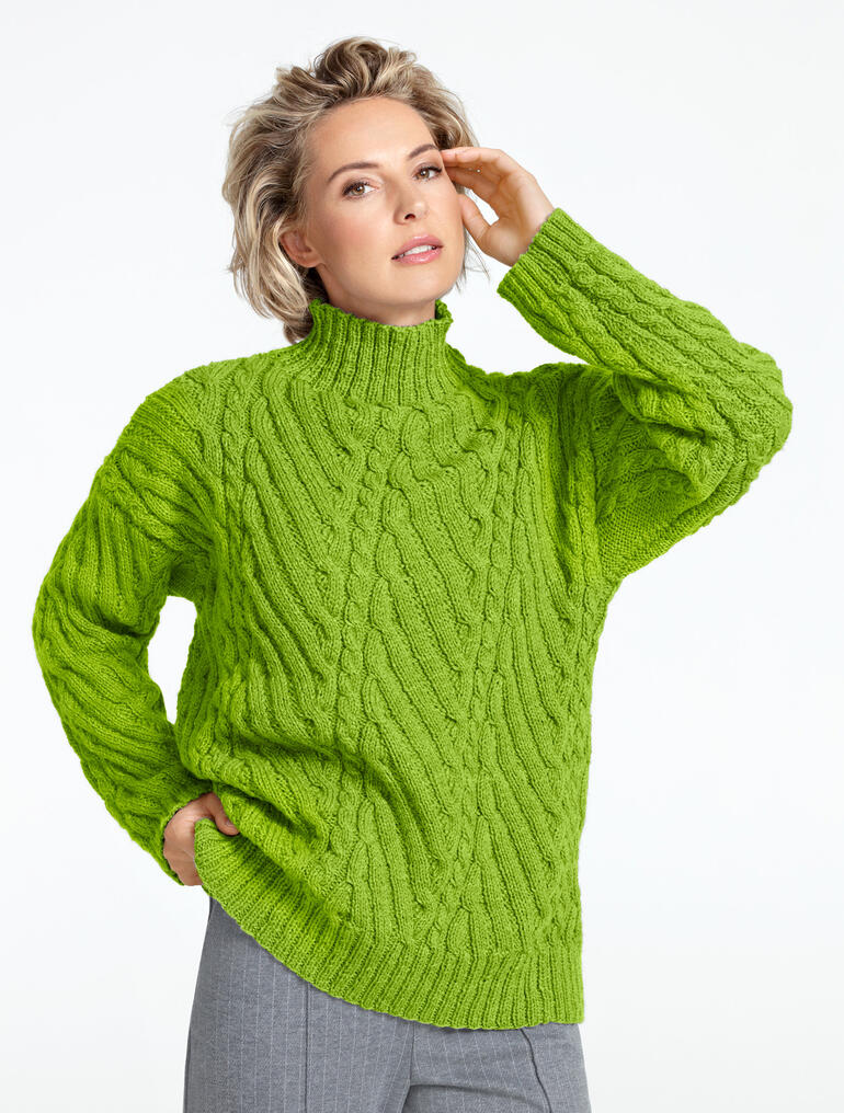 Leuchtend grüner Pullover aus Aparta-Nova mit strukturiertem Muster