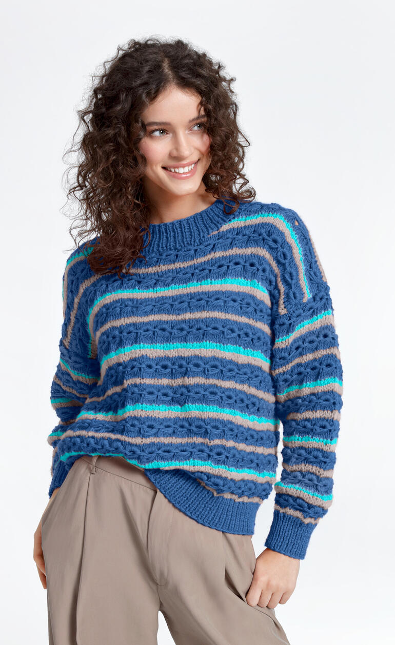 Gestreifter Pullover aus Babyboomer und Aerea in lebhaften Farben.