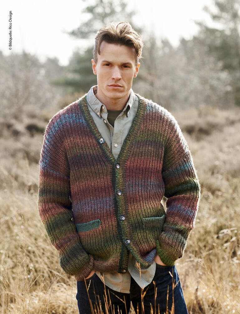 Herrenjacke aus Creative Melange Alpaca Wonderball in erdigen Tönen.