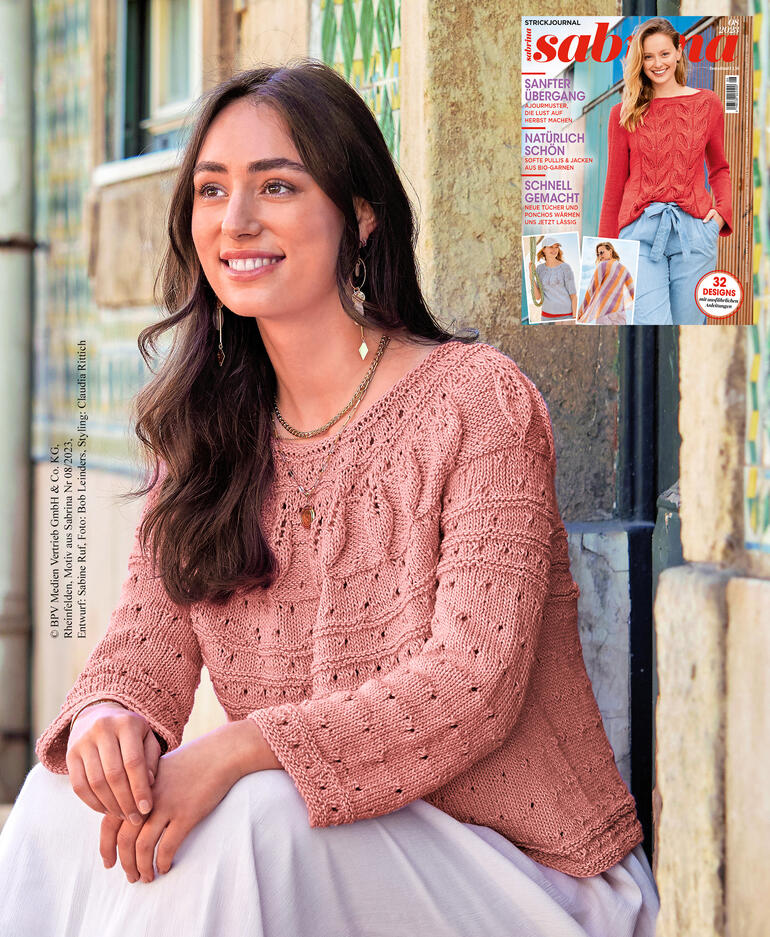 Mustermix-Pulli aus Recycle & Cotone in Rosa mit fledermausförmigen Ärmeln.