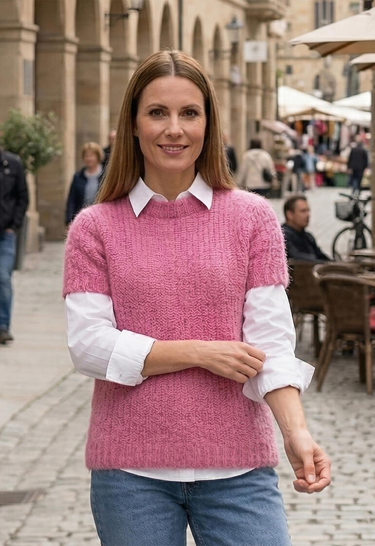Anleitung 088/6: Pulli aus Alpafluffy, pink