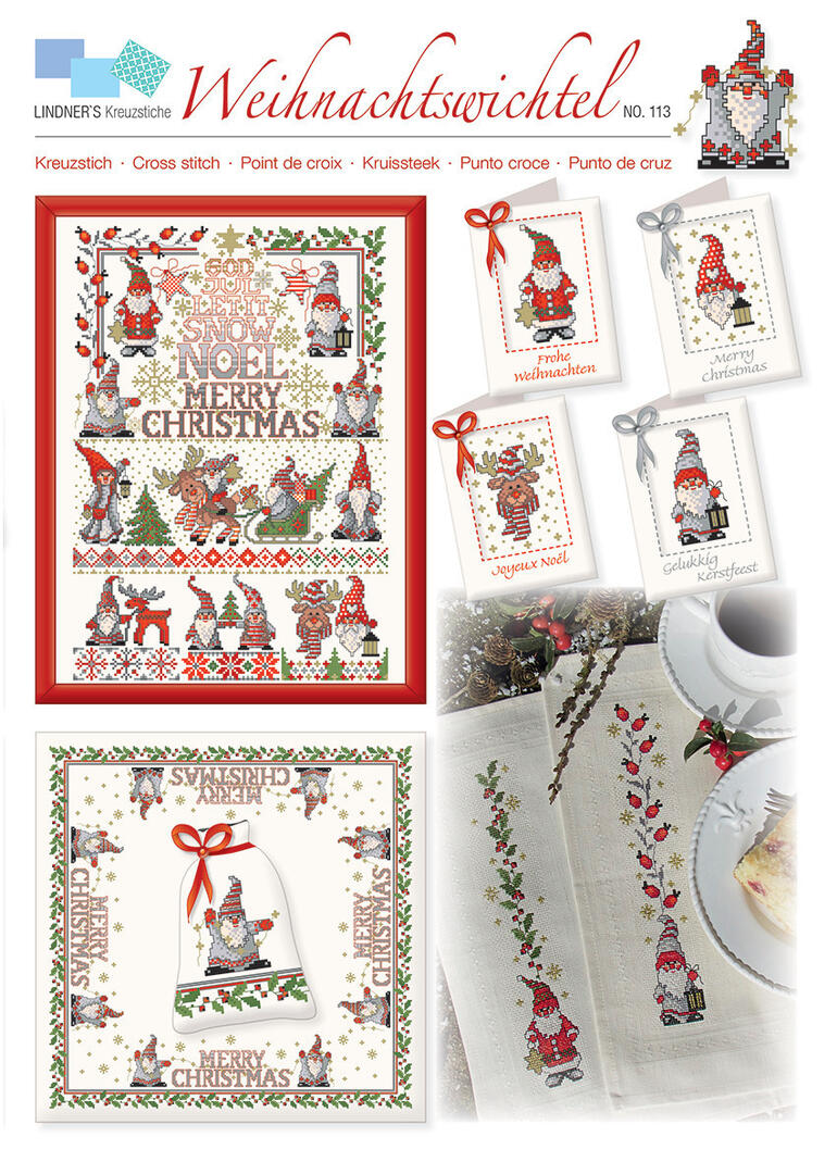 Kreuzstich-Vorlagen mit Weihnachtswichteln