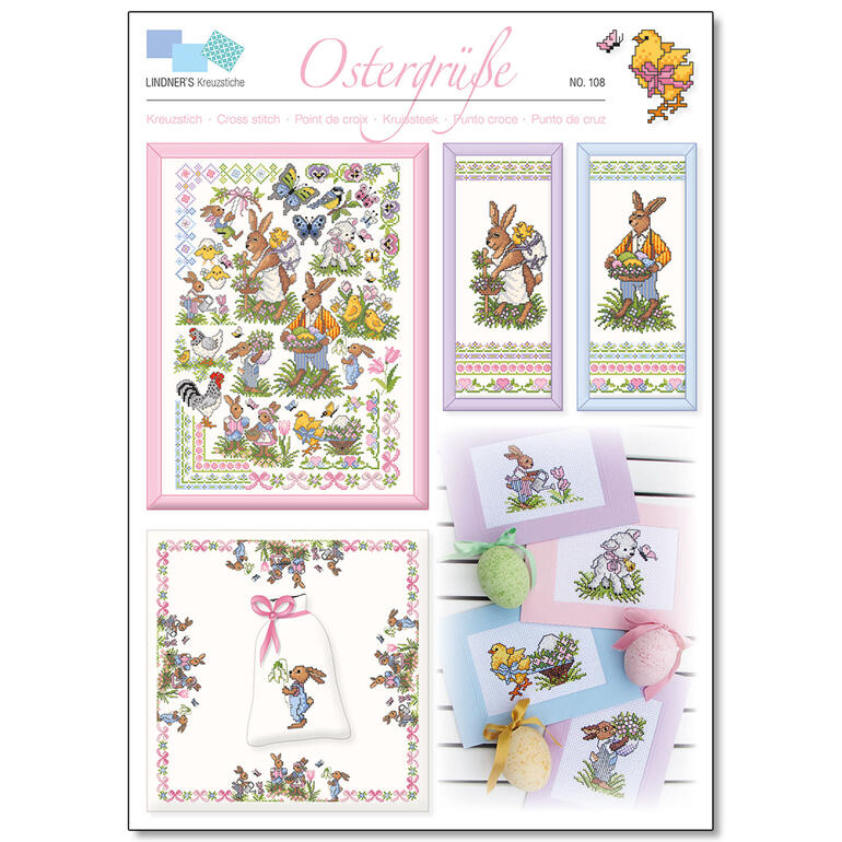 Vorlagen für Kreuzstichmuster mit österlichen Motiven.