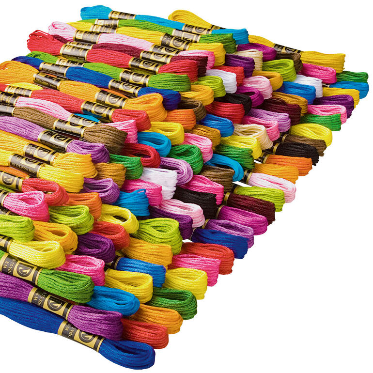 Bunt sortierte Qualitäts-Stickgarne in einem Jumbo-Pack